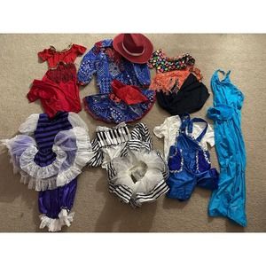 Lot of 7 Girls Dance Recital Costumes- Ballet Tap Jazz - Sz Child S/M - Dress Up